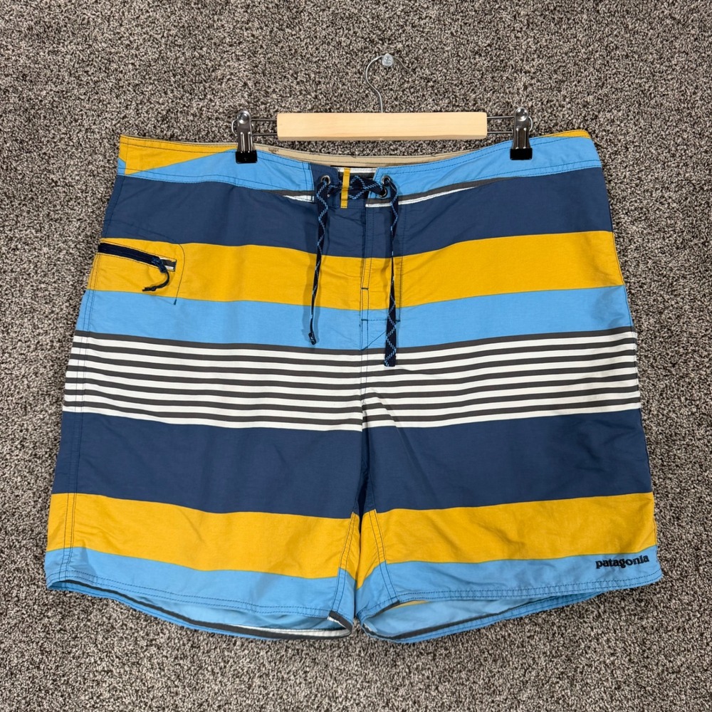 Patagonia Wavefarer Board Shorts Mens 40/8 Multicolor Striped Swim Trunks